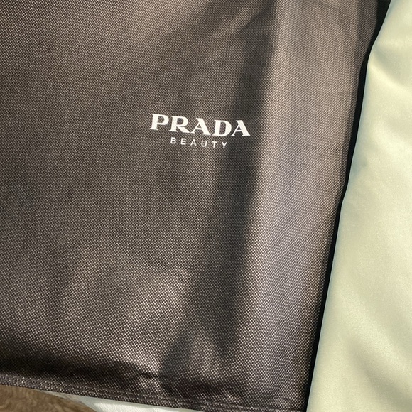Prada Beauty Parfums Black Green Reversible Tote Shoulder Beach Shopper Bag - Picture 2 of 5